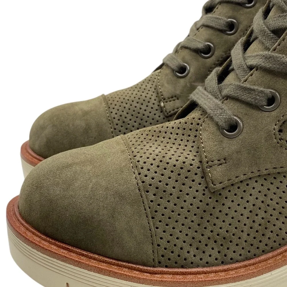 MIA Womens Shoes Havenn Combat Boots Green Vegan Leather Lace Up Chunky Trendy - Picture 3 of 12